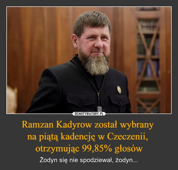 Ramzan Kadyrow został wybrany na piątą kadencję w Czeczenii, otrzymując 99,85% głosów