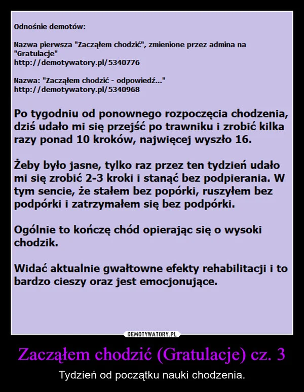 
    Zacząłem chodzić (Gratulacje) cz. 3