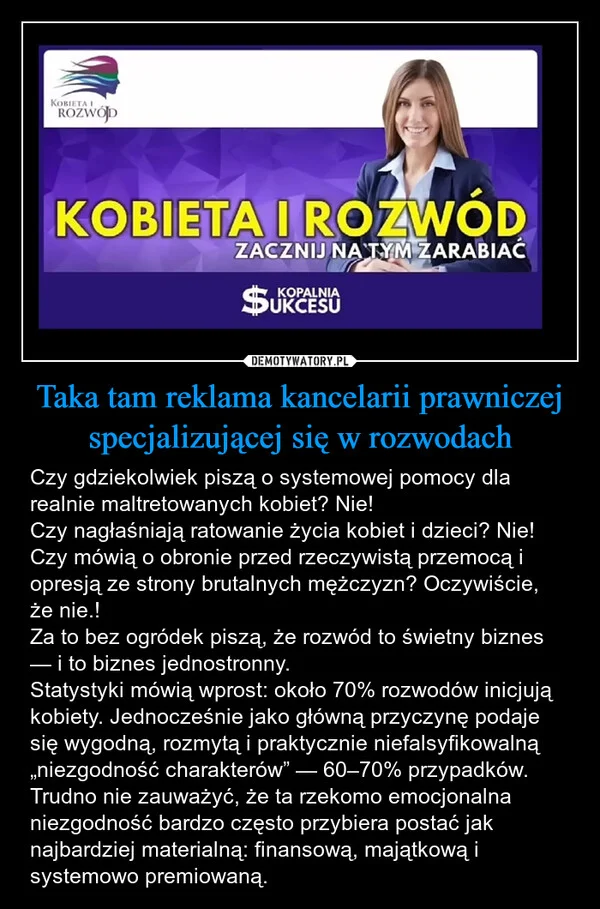 
    Taka tam reklama kancelarii prawniczej specjalizującej się w rozwodach