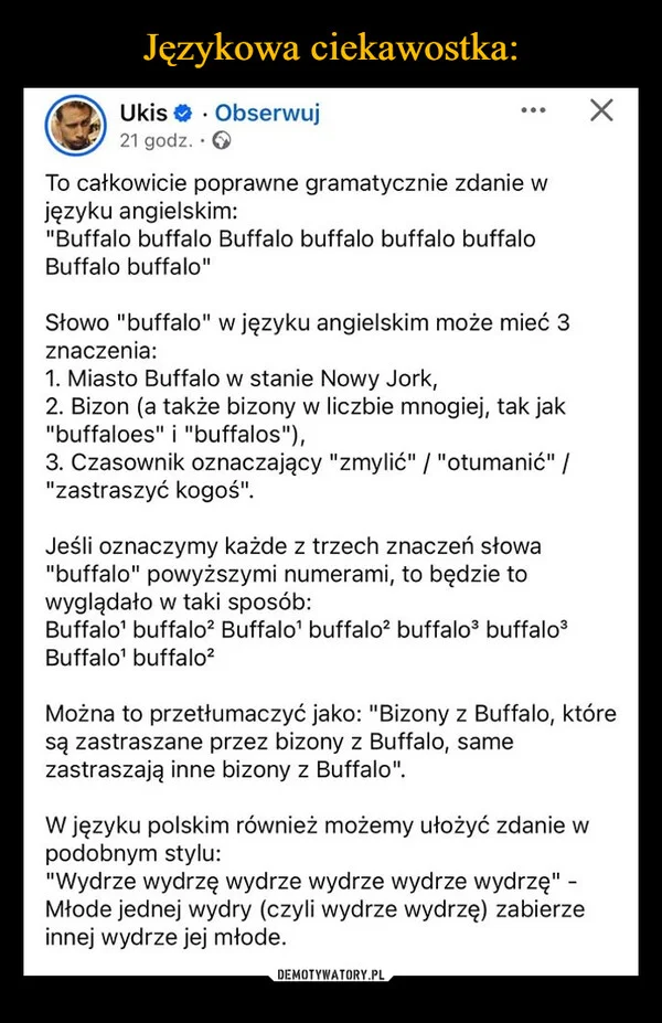 
    Językowa ciekawostka: