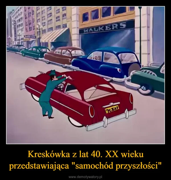 
    Kreskówka z lat 40. XX wieku przedstawiająca 