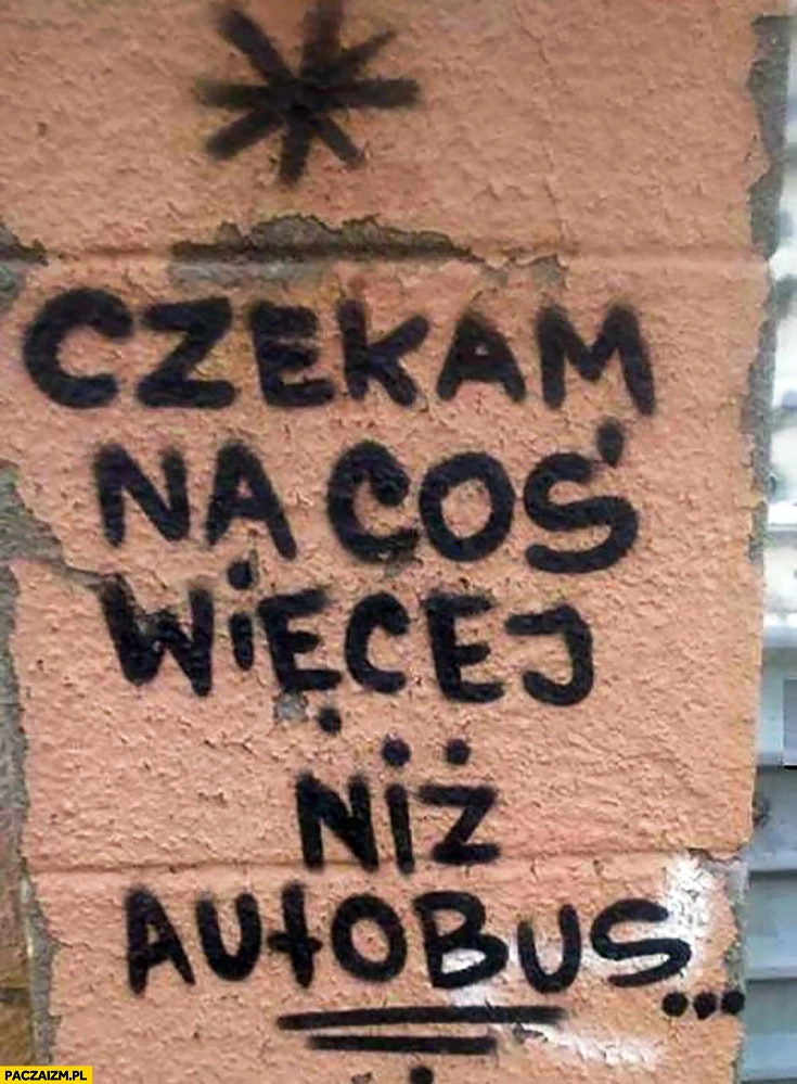 
    Czekam na coś więcej niż autobus napis na murze