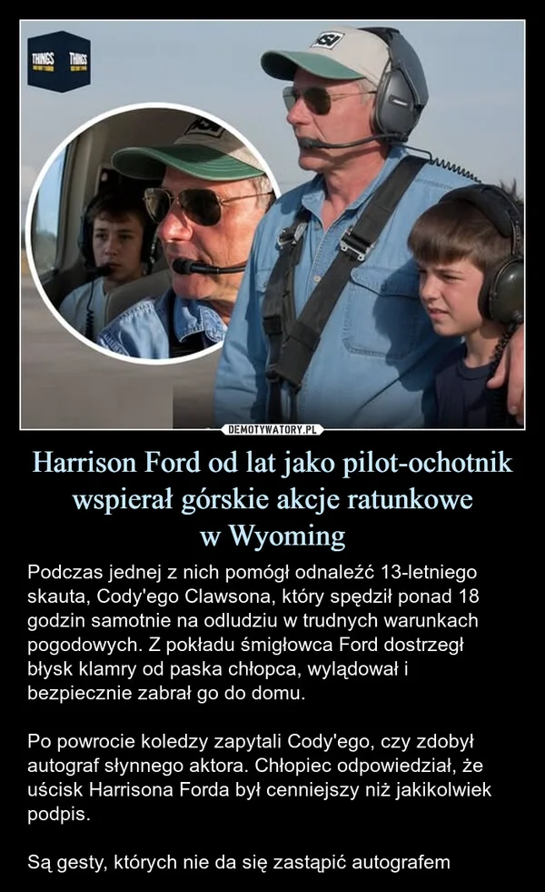 Harrison Ford od lat jako pilot-ochotnik wspierał górskie akcje ratunkowe w Wyoming