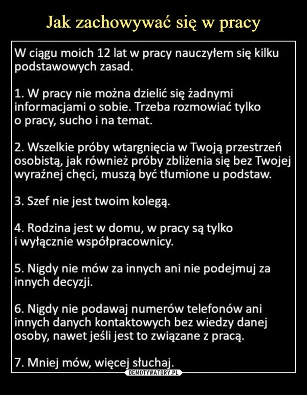 Jak zachowywać się w pracy