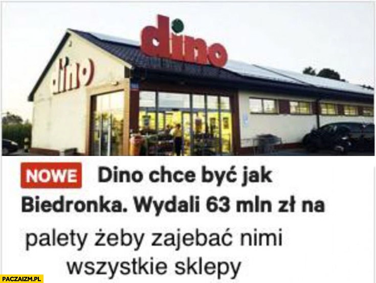 
    Dino chce być jak Biedronka wydali 63 mln zł na palety żeby zawalić nimi wszystkie sklepy