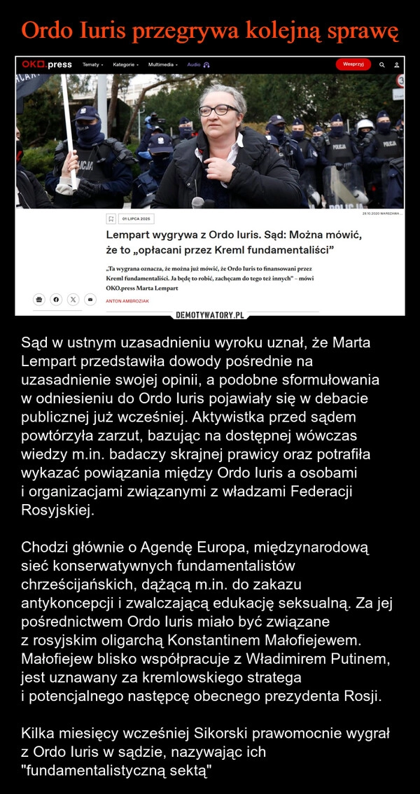 
    Ordo Iuris przegrywa kolejną sprawę