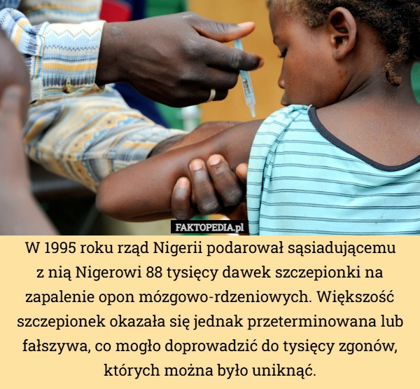
    W 1995 roku rząd Nigerii podarował sąsiadującemu
z nią Nigerowi 88 tysięcy