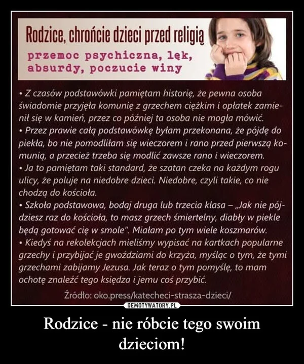 
    Rodzice - nie róbcie tego swoim dzieciom!
