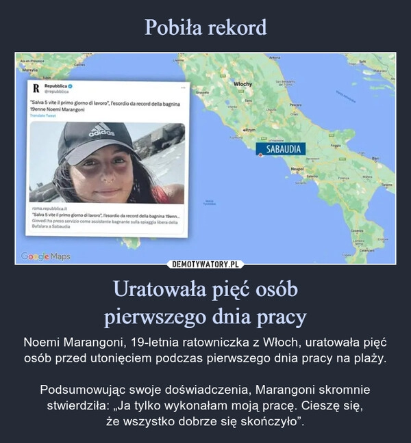 
    Pobiła rekord Uratowała pięć osób
pierwszego dnia pracy