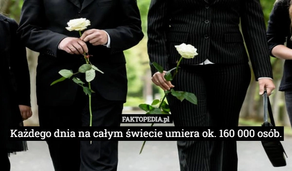 
    Każdego dnia na całym świecie umiera ok. 160 000 osób.