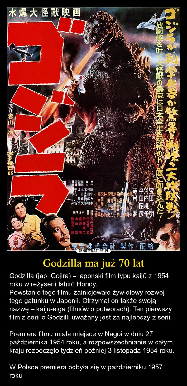 
    Godzilla ma już 70 lat