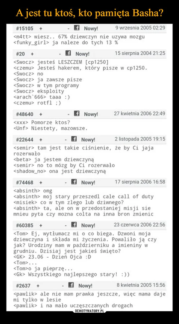 
    A jest tu ktoś, kto pamięta Basha?
