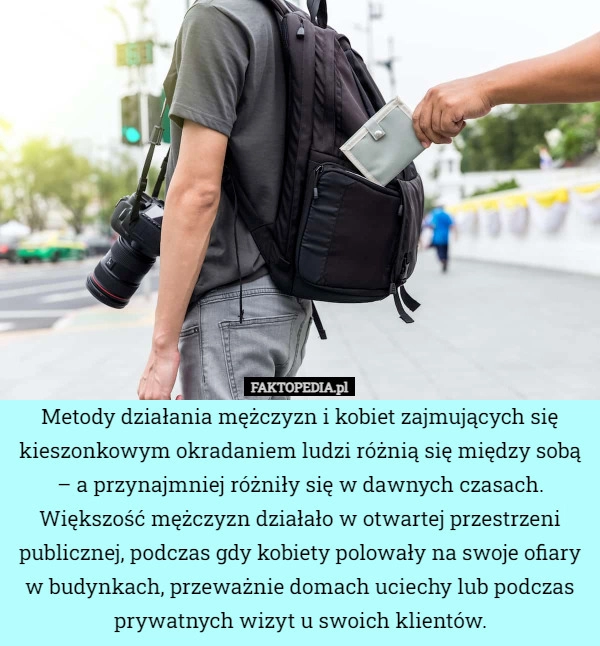 
    Metody działania mężczyzn i kobiet zajmujących się kieszonkowym okradaniem