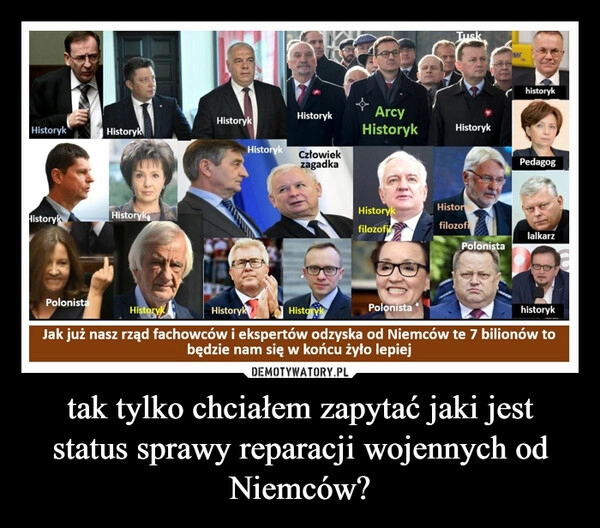 
    tak tylko chciałem zapytać jaki jest status sprawy reparacji wojennych od Niemców? 