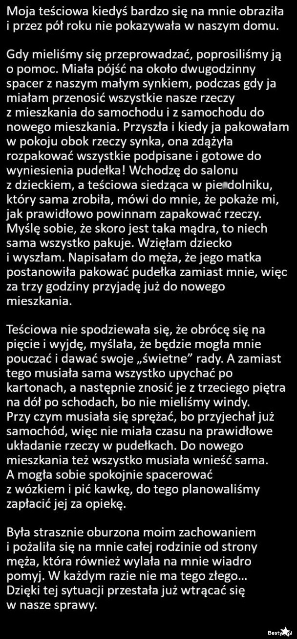 
    O teściowej, która chciała pouczać 