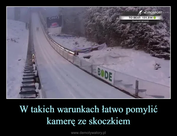 
    W takich warunkach łatwo pomylić kamerę ze skoczkiem