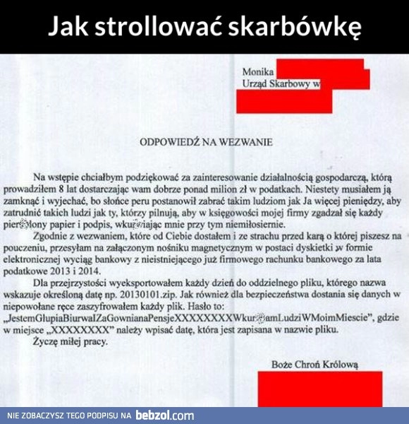 
    Tak się trolluje skarbówkę