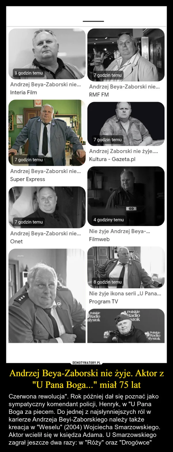 
    Andrzej Beya-Zaborski nie żyje. Aktor z 