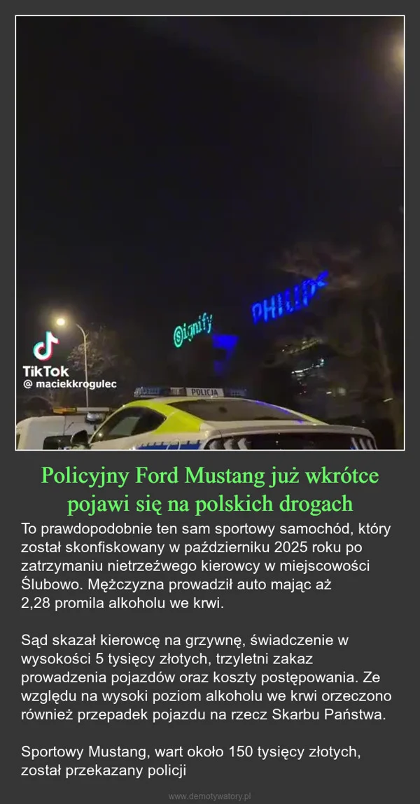 
    Policyjny Ford Mustang już wkrótce pojawi się na polskich drogach