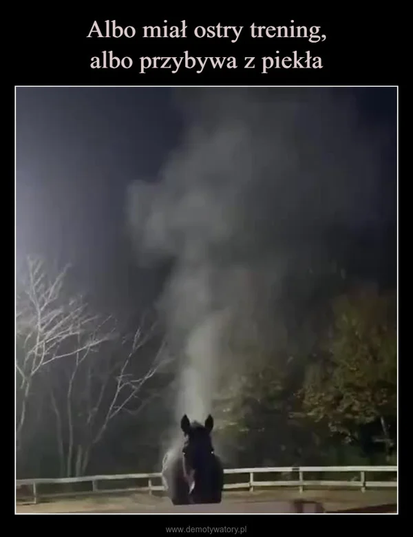 Albo miał ostry trening, albo przybywa z piekła