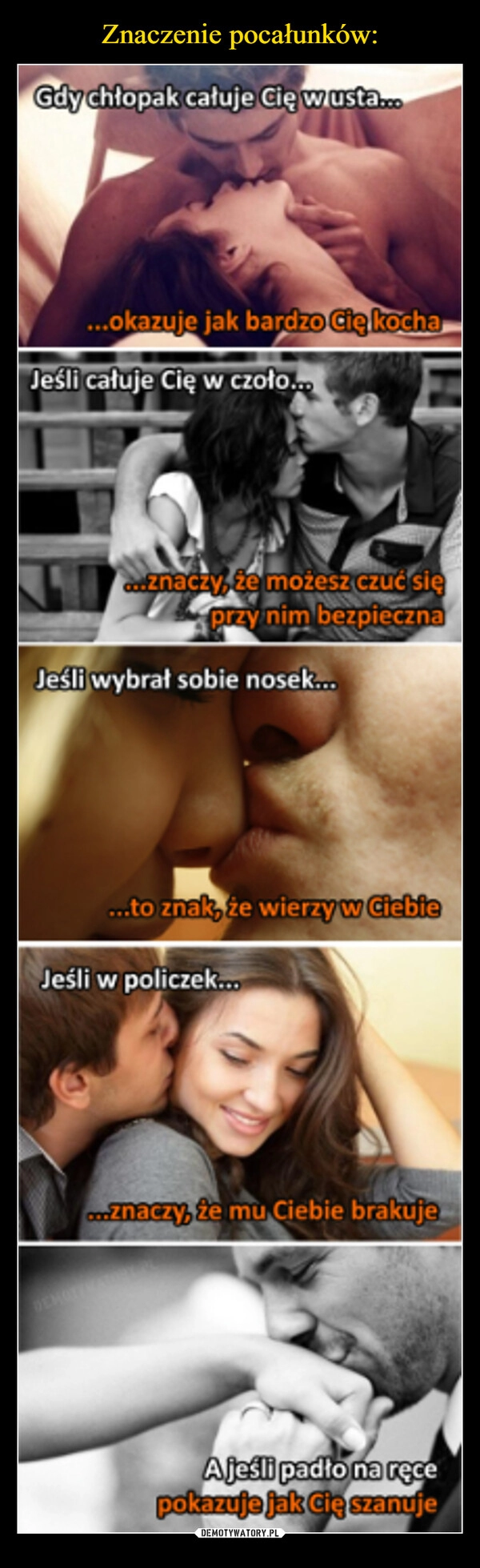 
    Znaczenie pocałunków: