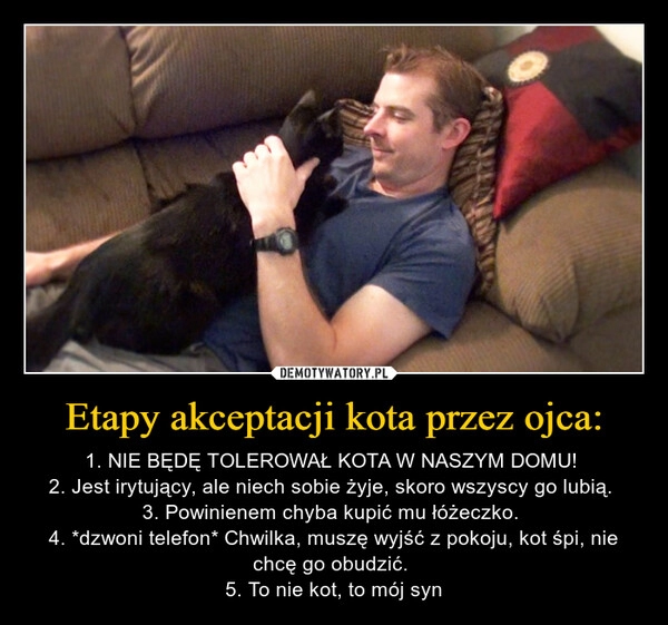 
    Etapy akceptacji kota przez ojca: