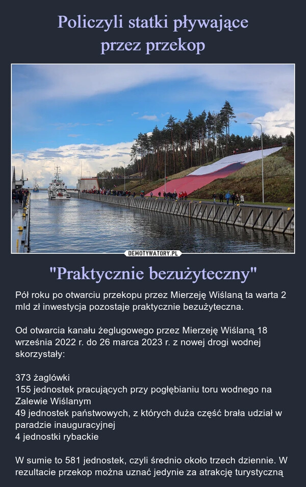 
    Policzyli statki pływające
przez przekop "Praktycznie bezużyteczny"