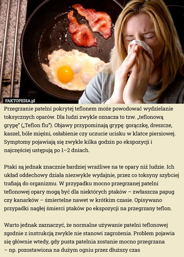 
    Przegrzanie patelni pokrytej teflonem może powodować wydzielanie toksycznych...