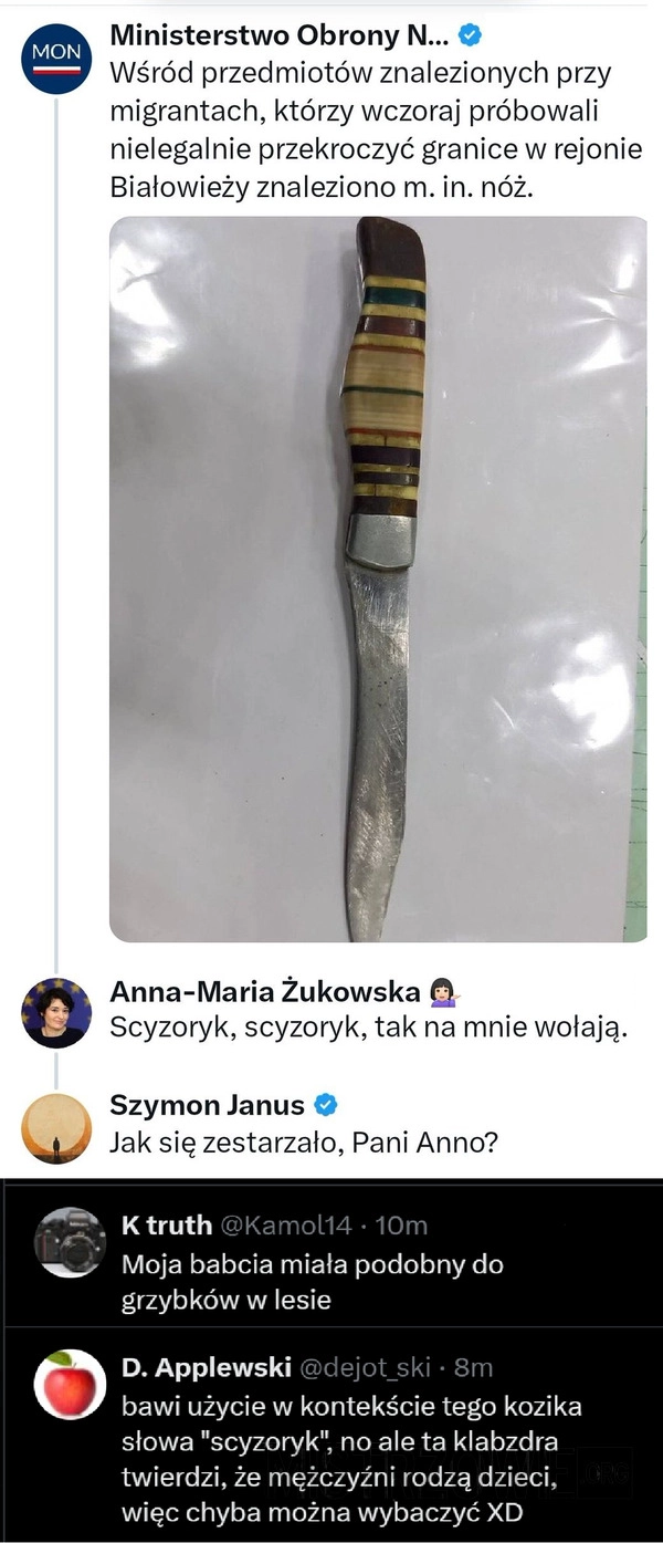 
    Scyzoryk, scyzoryk tak na mnie wołają