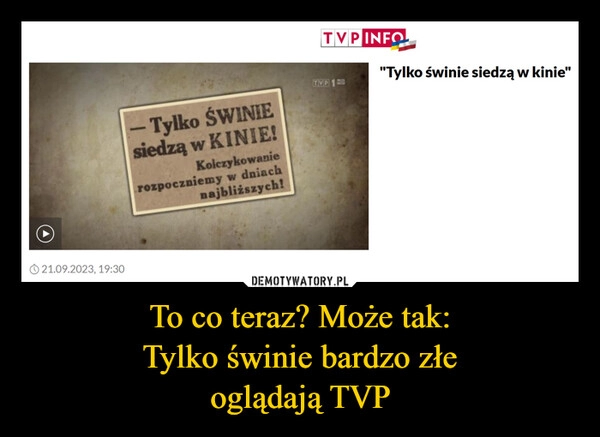 
    To co teraz? Może tak:
Tylko świnie bardzo złe
oglądają TVP