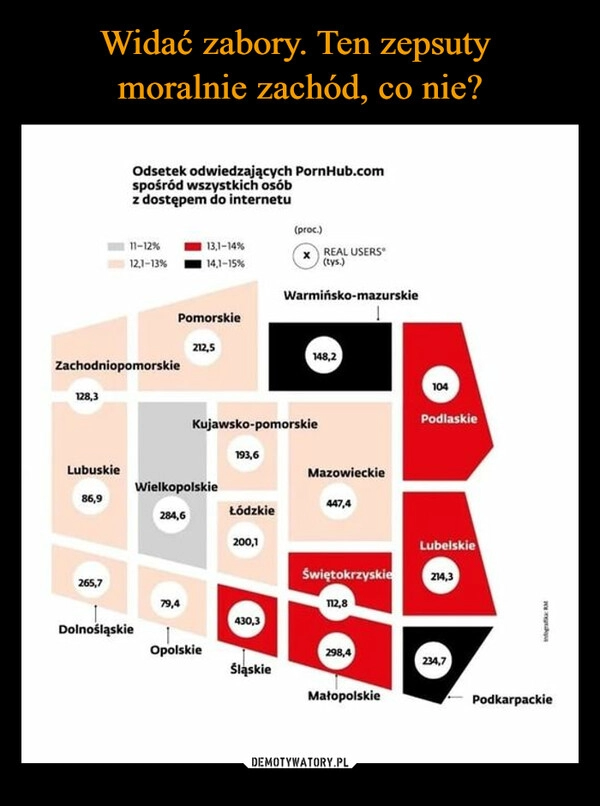 
    Widać zabory. Ten zepsuty 
moralnie zachód, co nie?