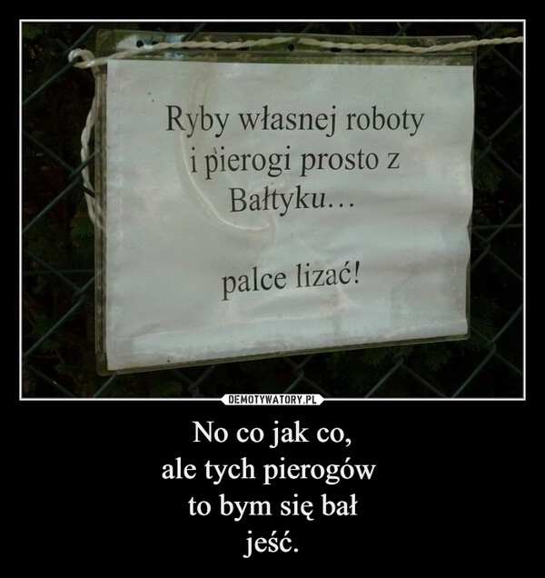 
    No co jak co,
ale tych pierogów 
to bym się bał
jeść.