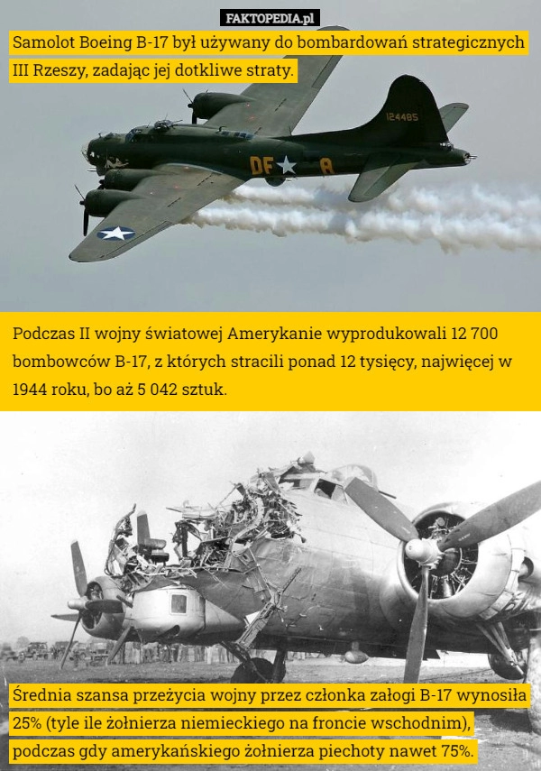 
    
			Samolot Boeing B-17 był używany do bombardowań strategicznych III Rzeszy,					