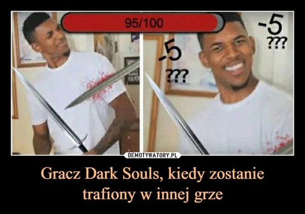 
    
Gracz Dark Souls, kiedy zostanie trafiony w innej grze 