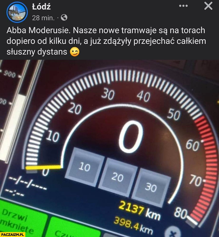 
    Łódź na facebooku Abba Moderusie tramwaje przejechały słuszny dystans 2137 km