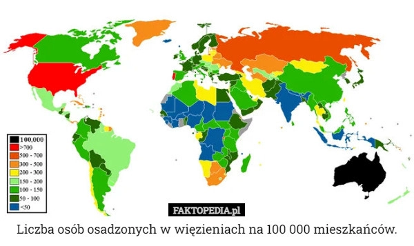 
    Liczba osób osadzonych w więzieniach na 100 000 mieszkańców.