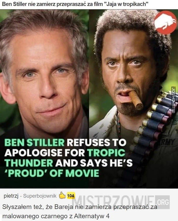 
    Ben Stiller nie zamierz przepraszać