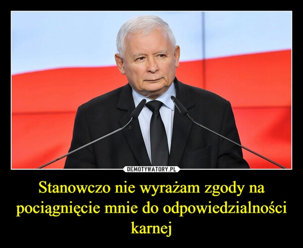 
    Stanowczo nie wyrażam zgody na pociągnięcie mnie do odpowiedzialności karnej