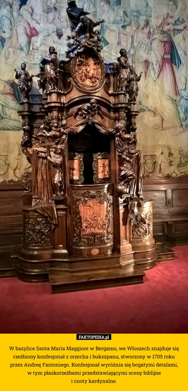 
    W bazylice Santa Maria Maggiore w Bergamo, we Włoszech znajduje się rzeźbiony