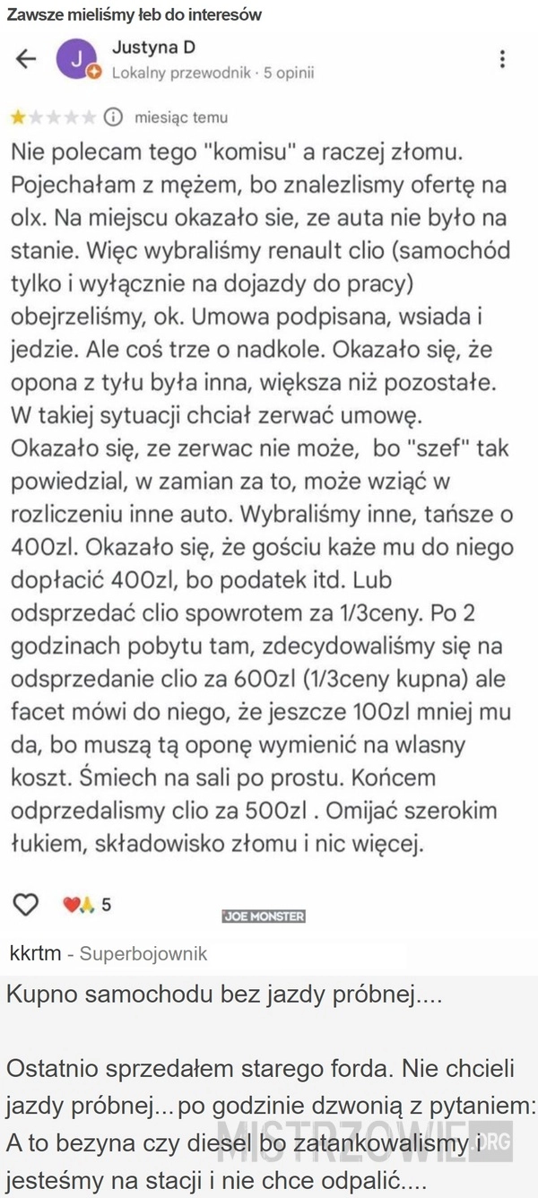 
    Zawsze mieliśmy łeb do interesów