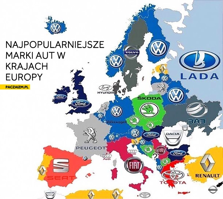 
    Najpopularniejsze marki aut w krajach Europy