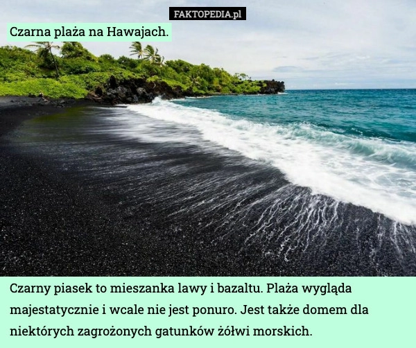 
    
			Czarna plaża na Hawajach.					