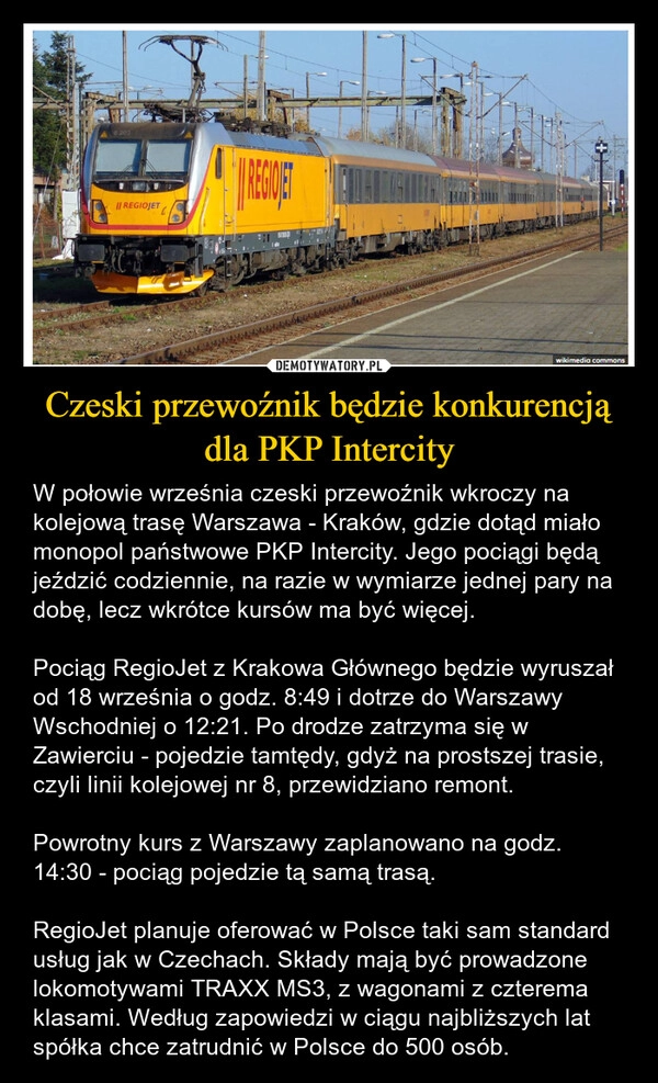 
    Czeski przewoźnik będzie konkurencją dla PKP Intercity