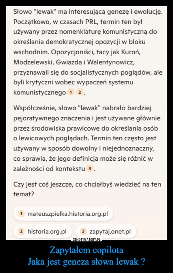 
    Zapytałem copilota
Jaka jest geneza słowa lewak ?