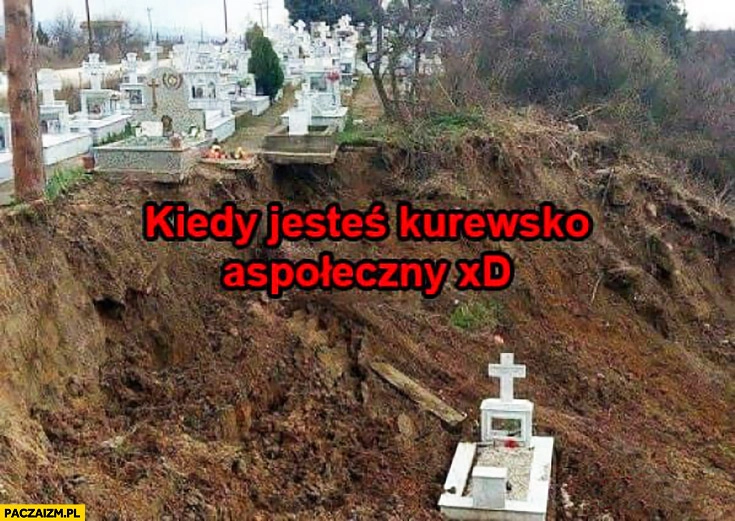 
    Kiedy jesteś kuresko aspołeczny grób z dala daleko od innych pozostałych na cmentarzu