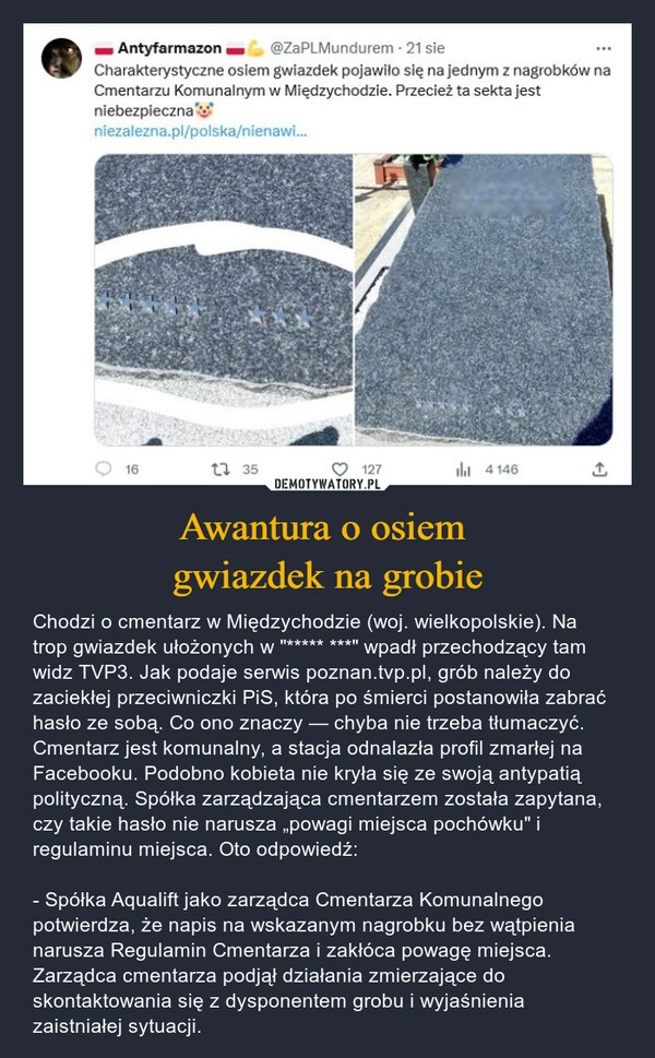 
    Awantura o osiem 
gwiazdek na grobie