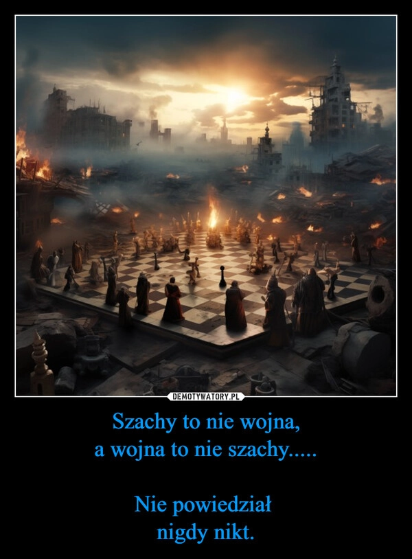 
    Szachy to nie wojna,
a wojna to nie szachy.....

Nie powiedział 
nigdy nikt.