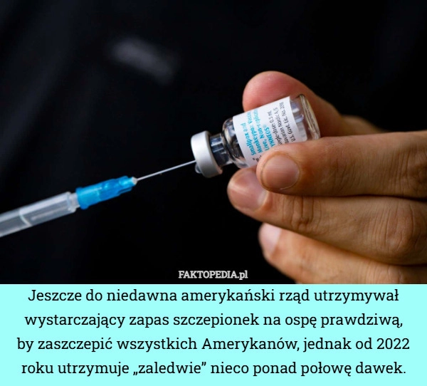Jeszcze do niedawna amerykański rząd utrzymywał wystarczający zapas szczepionek