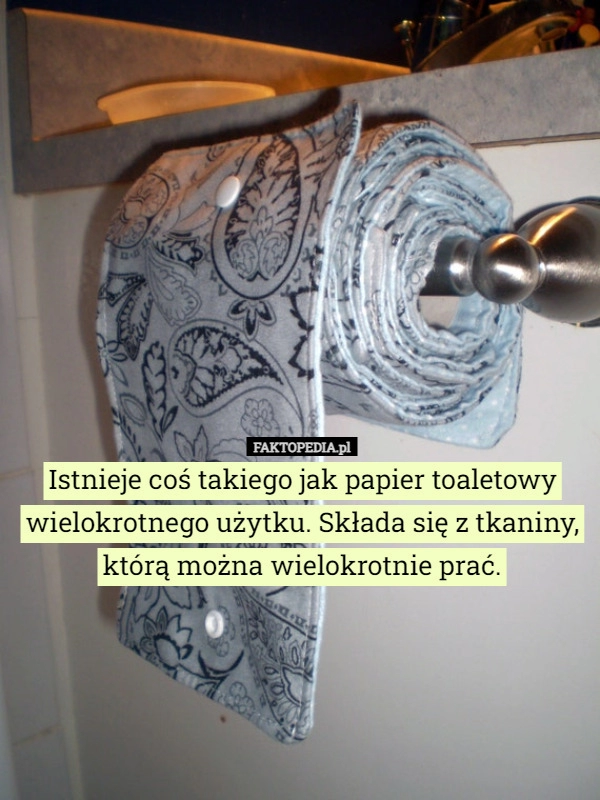 
    Istnieje coś takiego jak papier toaletowy wielokrotnego użytku. Składa się