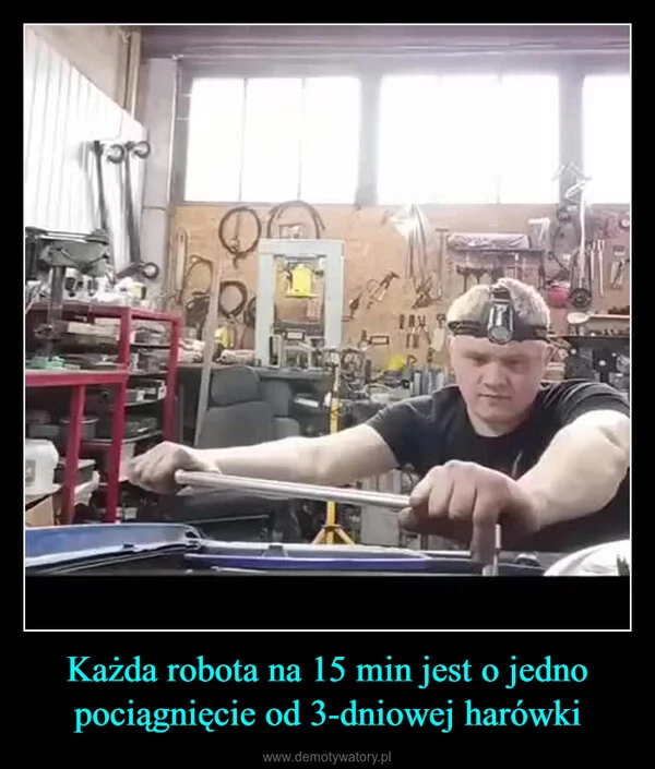 
    Każda robota na 15 min jest o jedno pociągnięcie od 3-dniowej harówki